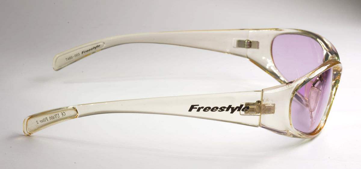 Freestyle Sportbrille 7460-003 mit transparentem Kunststoffrahmen und violett getönten Gläsern – weitere Ansicht