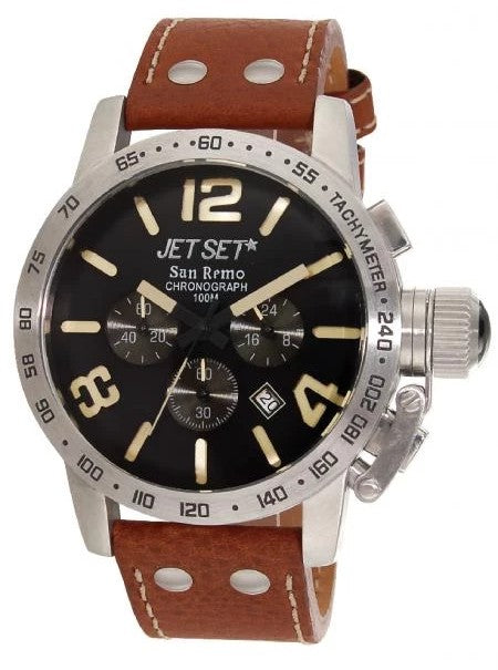 Jet Set San Remo J83583-236 Chronograph mit Edelstahlgehäuse und braunem Lederband