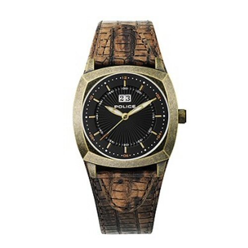 Police Rockford Snake 11613JSAG/02 Herrenuhr mit braunem Lederband in Echsenprägung