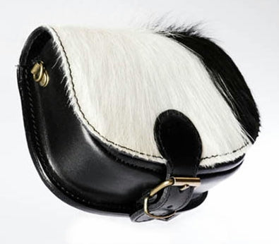 Relict Felltasche aus Leder und schwarz-weissem Fell
