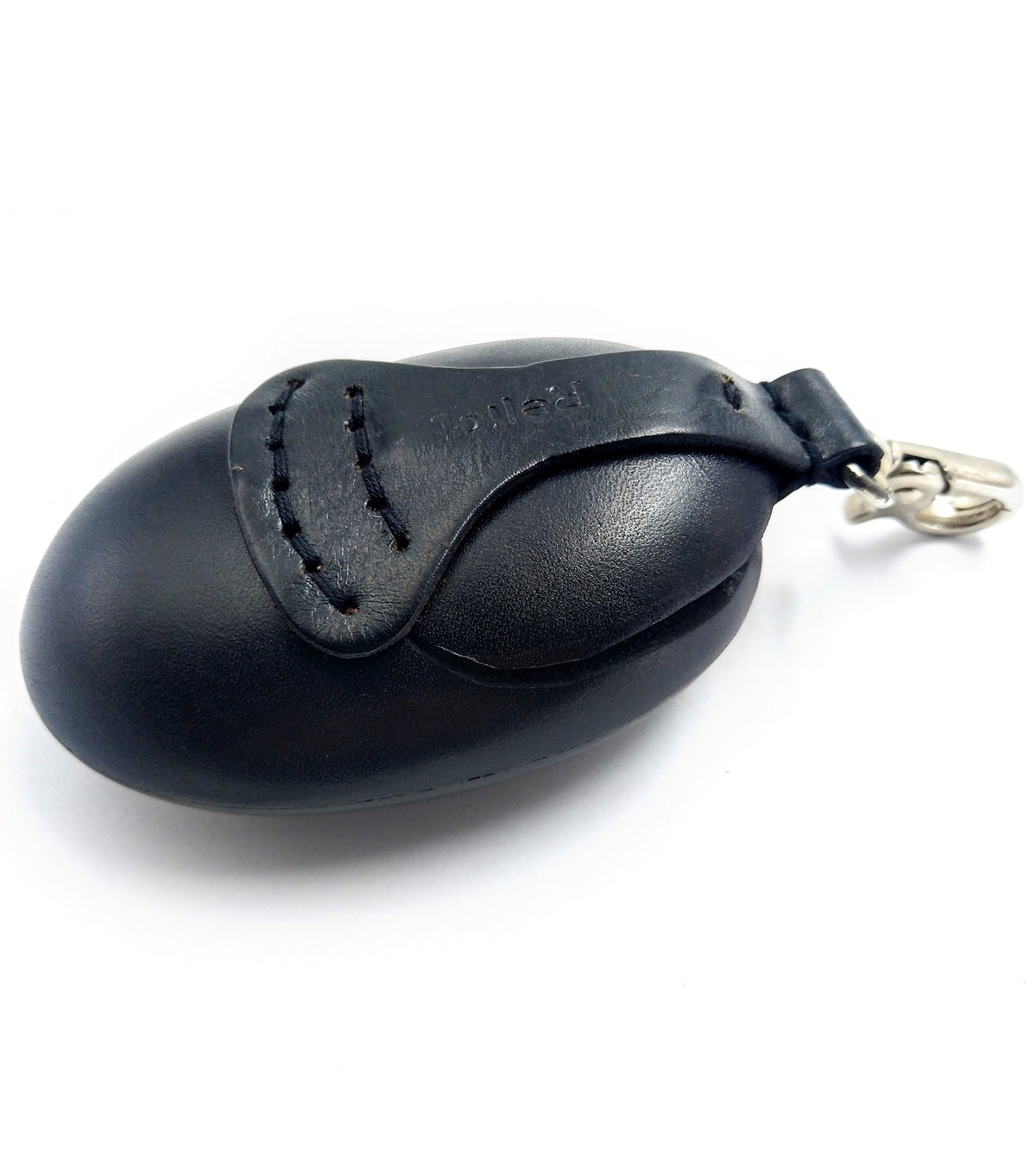 Relict Oval-Lederbörse Schwarz, 70 × 100 mm, handgefertigt
