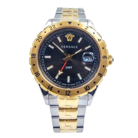 Versace Hellenyium V11040015 Herrenuhr mit braunem Zifferblatt und Bicolor-Armband