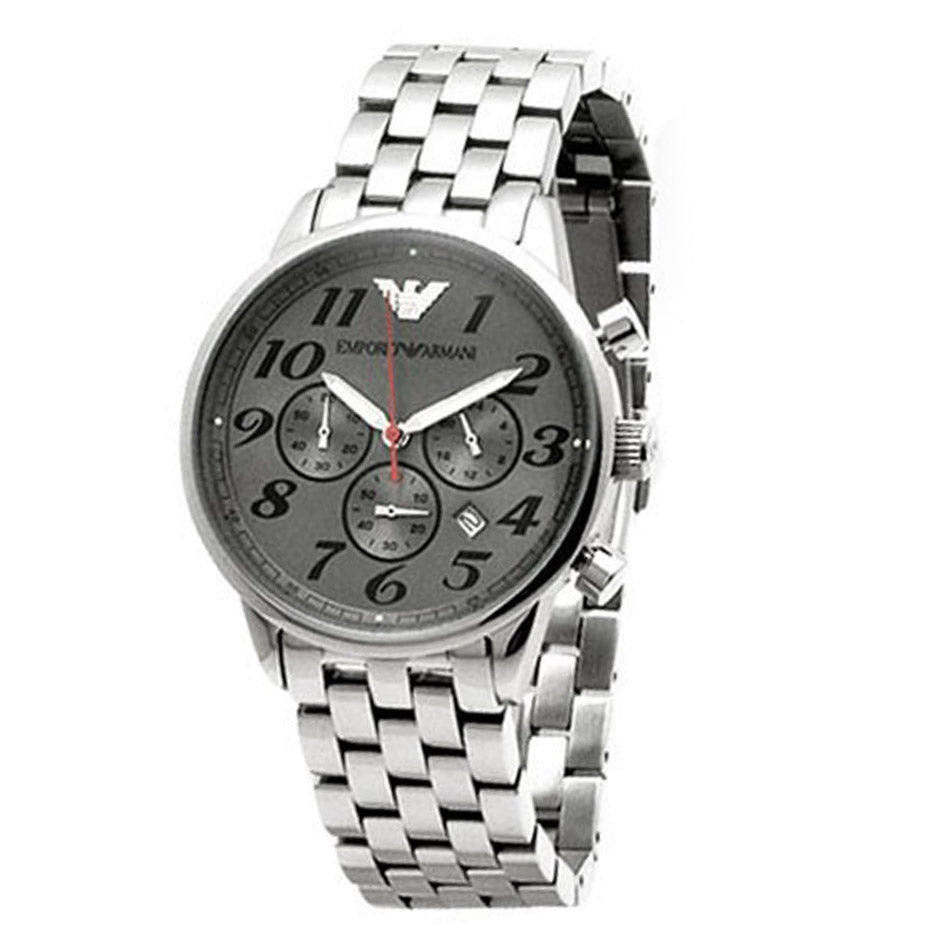 Emporio Armani AR0624 Herren-Chronograph aus poliertem Edelstahl mit dunklem Zifferblatt