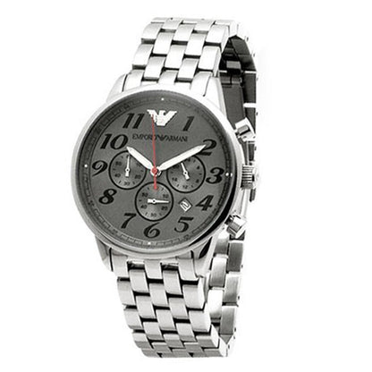 Emporio Armani AR0624 Herren-Chronograph aus poliertem Edelstahl mit dunklem Zifferblatt