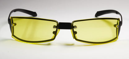 Unisex-Brille Freestyle 7461-002 mit anthrazitfarbenem Metallrahmen und gelben Gläsern