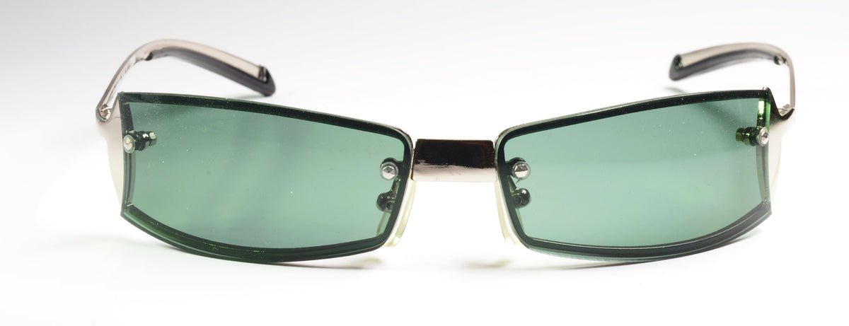 Unisex-Sonnenbrille Freestyle 7461-001 mit silbernem Metallrahmen und dunkelgrünen Gläsern