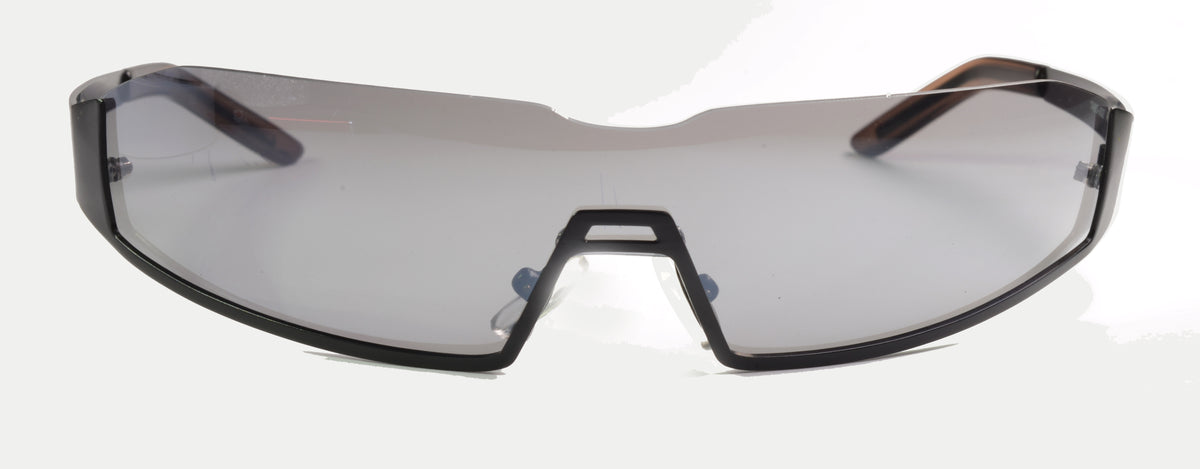Unisex-Sonnenbrille Freestyle 7465-002 mit schwarzem Metallrahmen und oben randlosem, dunkelgrauem Glas