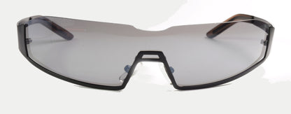 Unisex-Sonnenbrille Freestyle 7465-002 mit schwarzem Metallrahmen und oben randlosem, dunkelgrauem Glas
