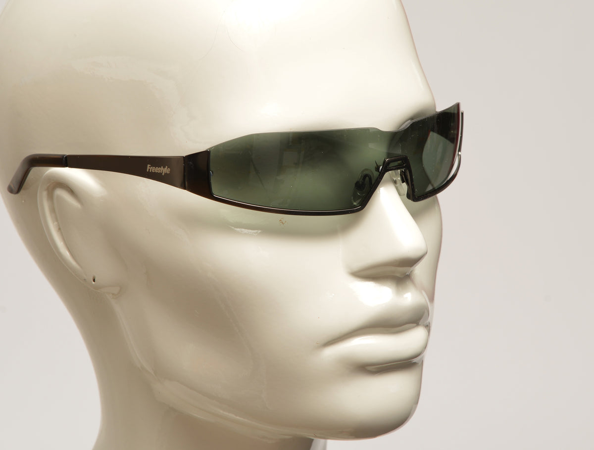Freestyle Sonnenbrille 7465-003 mit dunkelbronzefarbenem Rahmen und oben randlosem, dunkelgrünem Glas