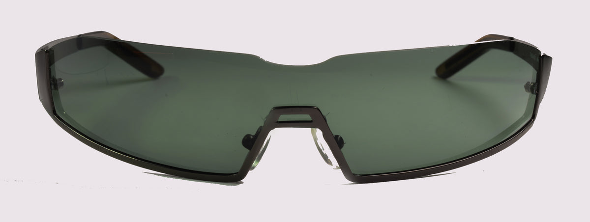 Unisex-Sonnenbrille Freestyle 7465-003 mit dunkelbronzefarbenem Rahmen und oben randlosem, dunkelgrünem Glas