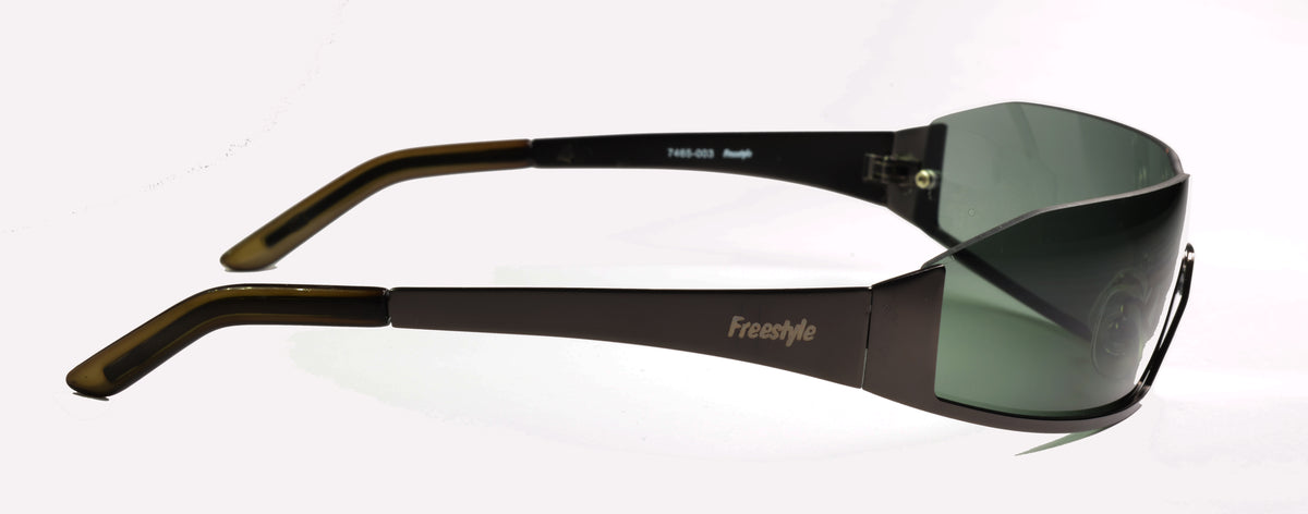 Freestyle Sonnenbrille 7465-003 mit dunkelbronzefarbenem Rahmen und oben randlosem, dunkelgrünem Glas – weitere Ansicht