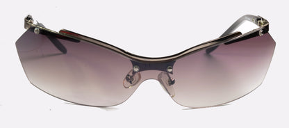 Unisex-Sonnenbrille Freestyle 7466-001 mit verchromtem Rahmen, schwarzen Bügeln und grauem Verlaufsglas