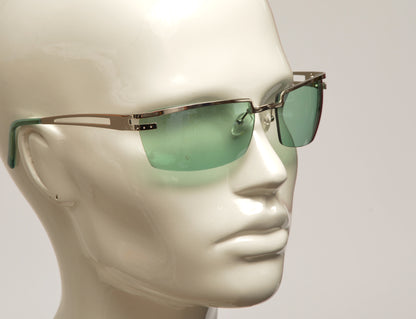 Freestyle Sonnenbrille 7469-001 mit silbernem Metallrahmen und grün getönten Gläsern