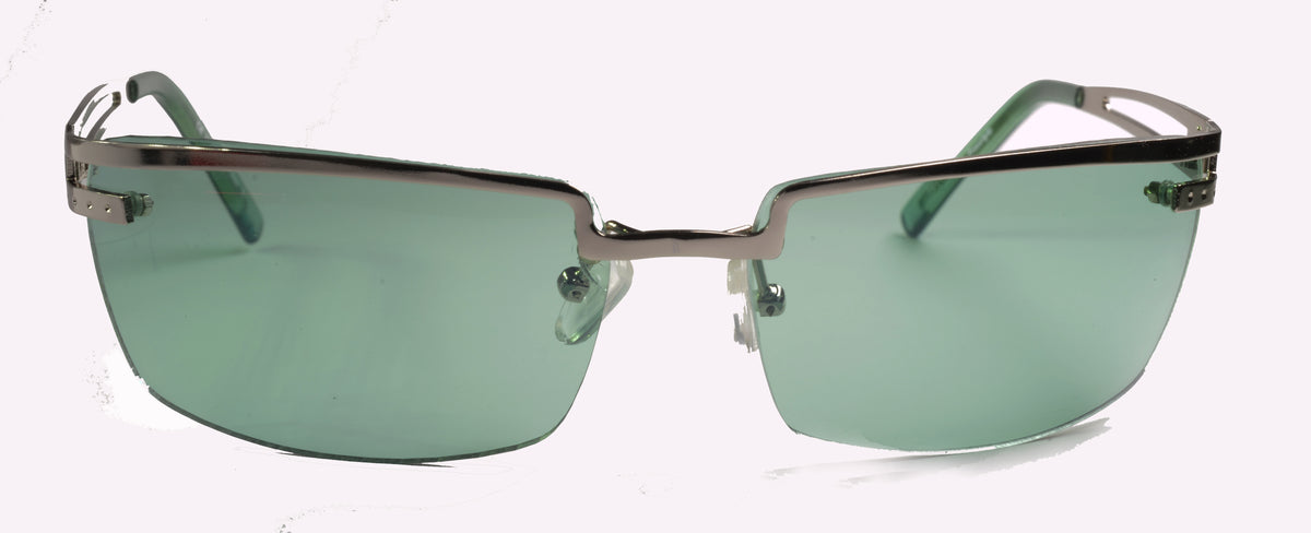Unisex-Sonnenbrille Freestyle 7469-001 mit silbernem Metallrahmen und grün getönten Gläsern
