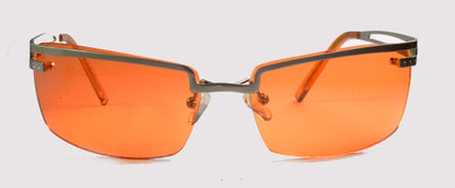 Unisex-Sonnenbrille Freestyle 7469-002 mit hell bronzefarbenem Metallrahmen und orange getönten Gläsern