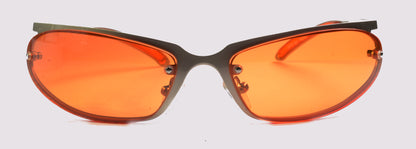 Unisex-Sonnenbrille Freestyle 7470-001 mit silbernem Metallrahmen und orange getönten Gläsern
