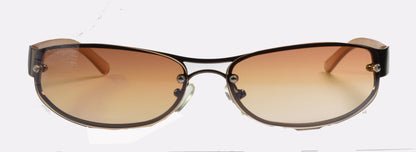 Unisex-Sonnenbrille Freestyle 7471-003 mit bronzefarbener Metallfront, Kunststoffbügeln und braunen Gläsern