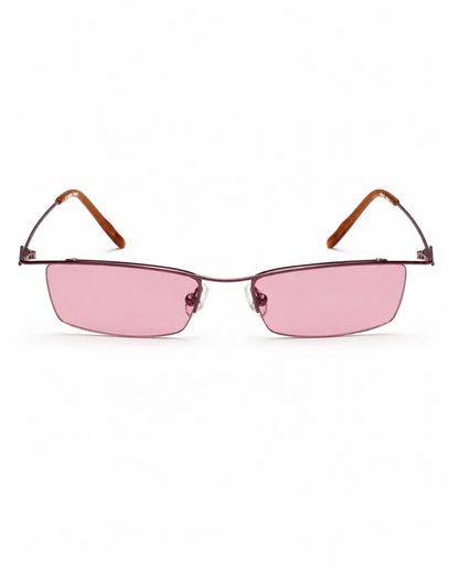 Freestyle Sonnenbrille Aubergine mit rosa Glaesern in Frontansicht auf weissem Hintergrund