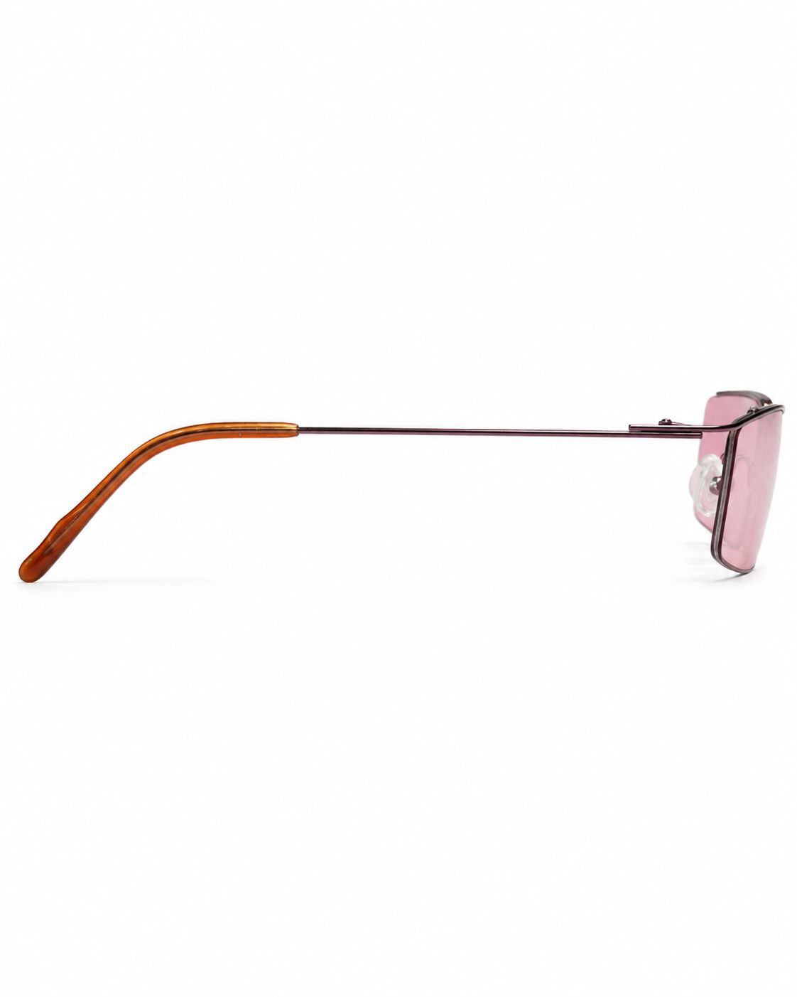 Freestyle Sonnenbrille Aubergine mit rosa Glaesern in Seitenansicht auf weissem Hintergrund