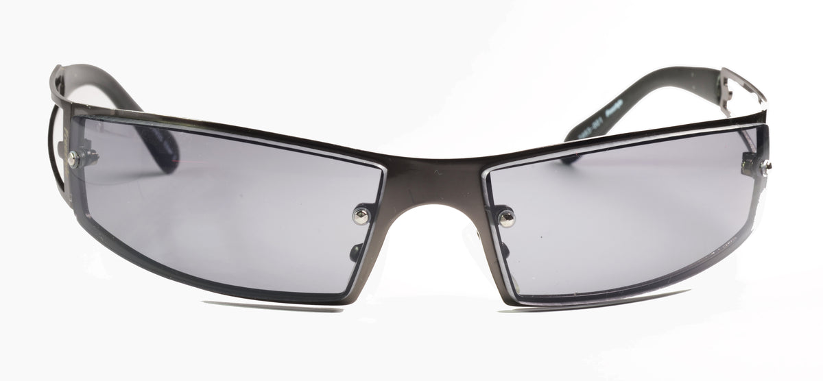 Unisex-Sport-Sonnenbrille Freestyle 7463-001 mit schwarzem Metallrahmen und dunkelgrauen Gläsern