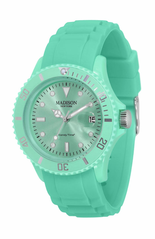 Madison New York Candy Time Sorbet U4167-26 Damenuhr in Grün mit Silikonarmband