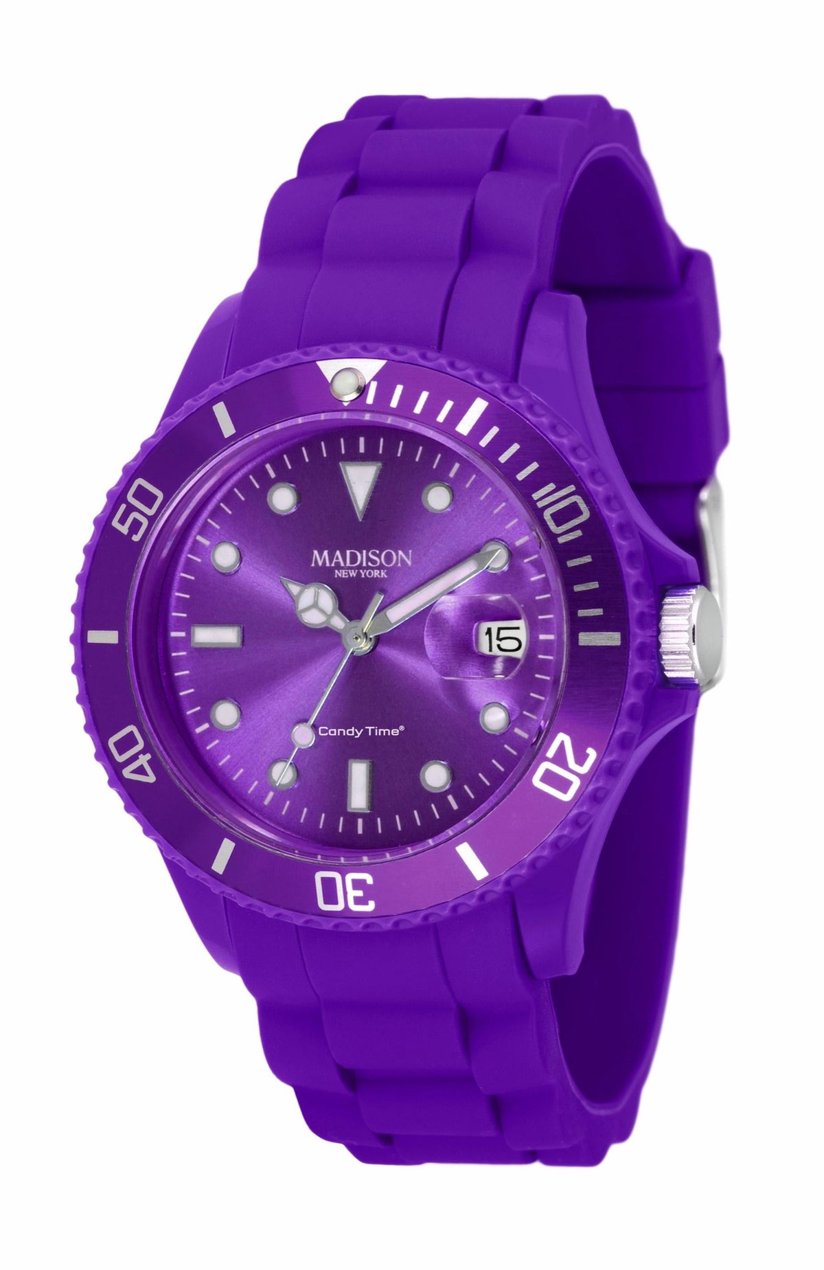 Madison New York Candy Time U4167-01 Unisex-Uhr in Lila mit Silikonarmband