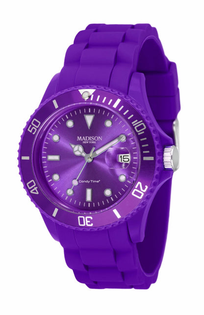 Madison New York Candy Time U4167-01 Unisex-Uhr in Lila mit Silikonarmband
