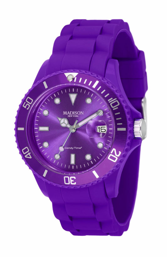 Madison New York Candy Time U4167-01 Unisex-Uhr in Lila mit Silikonarmband