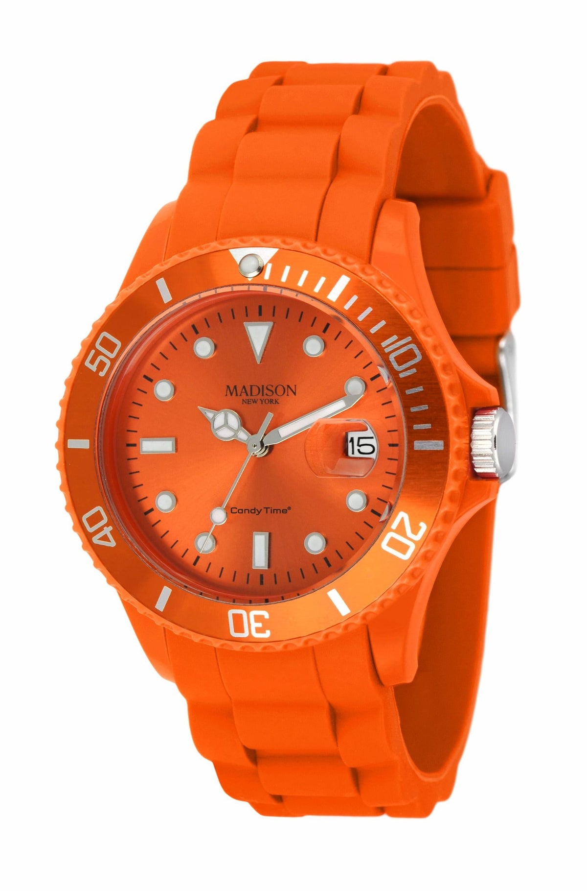 Madison New York Candy Time U4167-04 Unisex-Uhr in Orange mit Silikonarmband