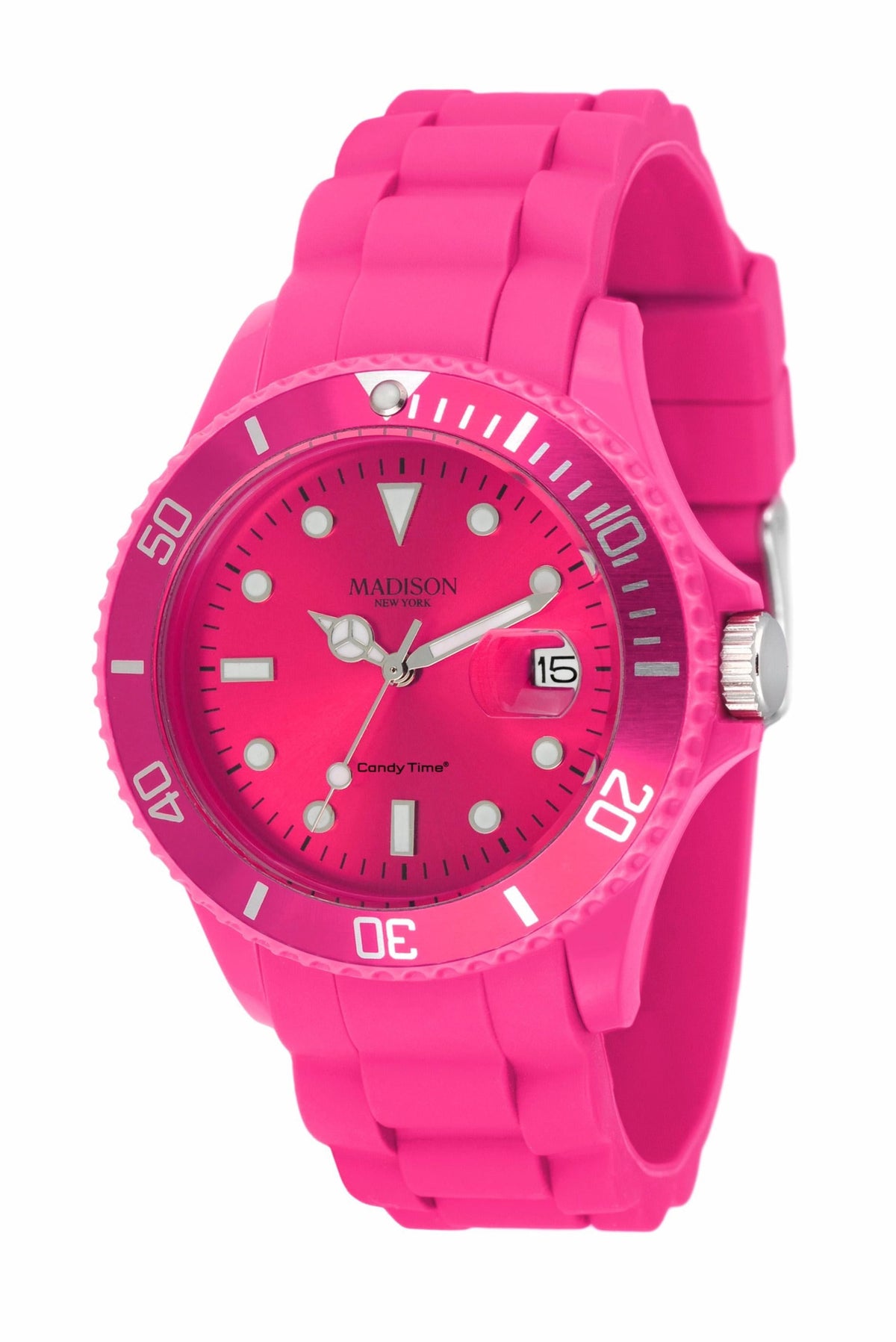 Madison New York Candy Time U4167-05 Unisex-Uhr in Pink mit Silikonarmband