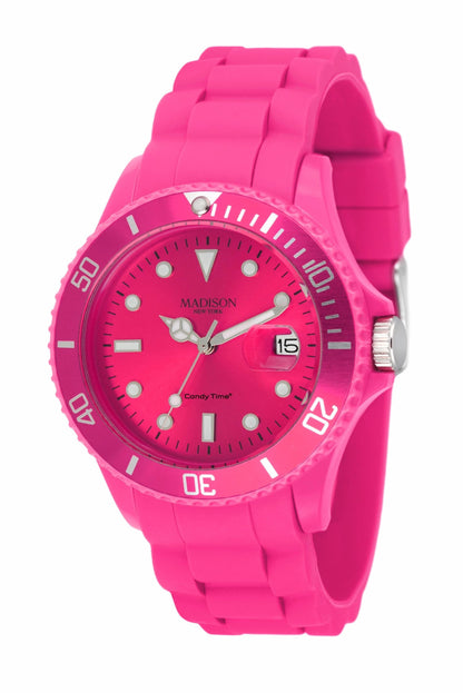 Madison New York Candy Time U4167-05 Unisex-Uhr in Pink mit Silikonarmband