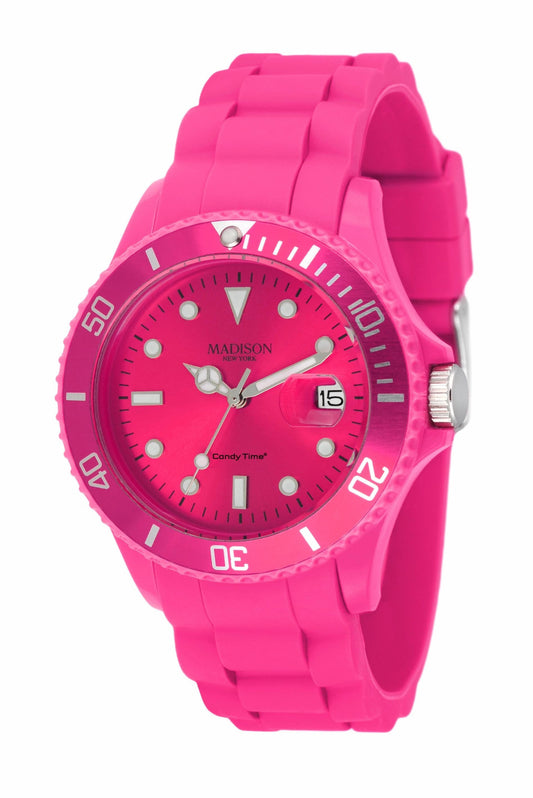 Madison New York Candy Time U4167-05 Unisex-Uhr in Pink mit Silikonarmband
