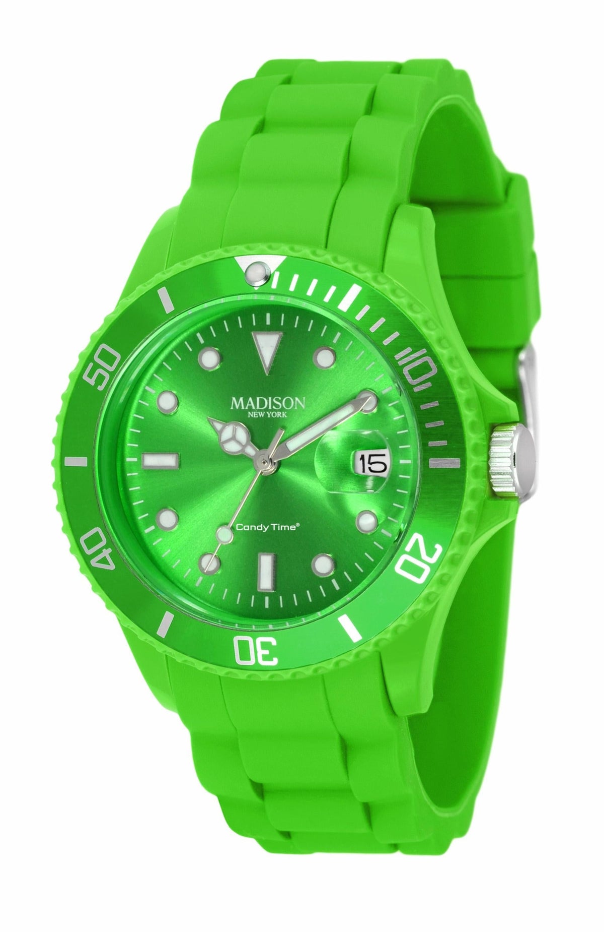 Madison New York Candy Time U4167-10 Unisex-Uhr in Apfelgrün mit Silikonarmband