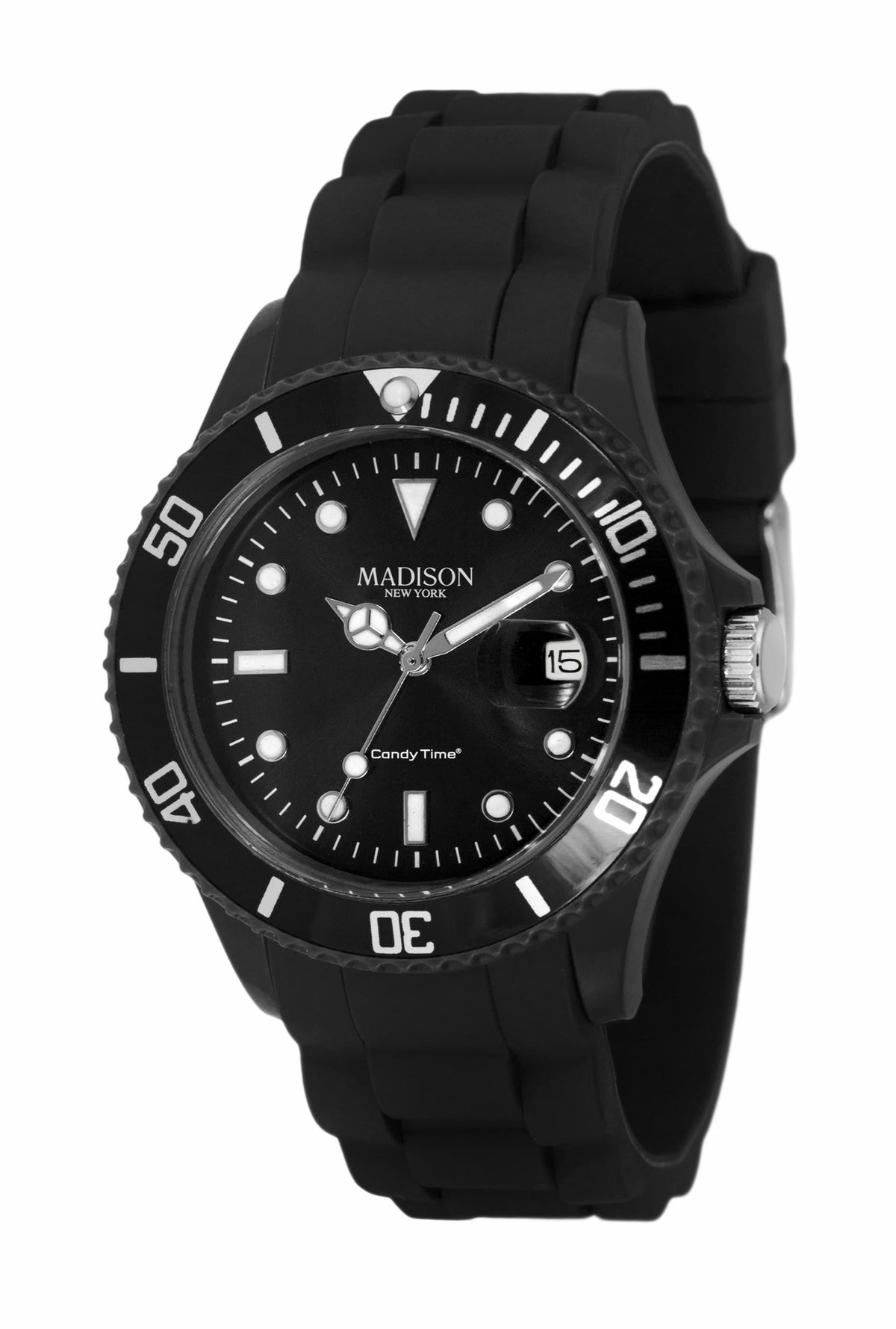Madison New York Candy Time U4167-A1 Unisex-Uhr in Schwarz mit Silikonarmband