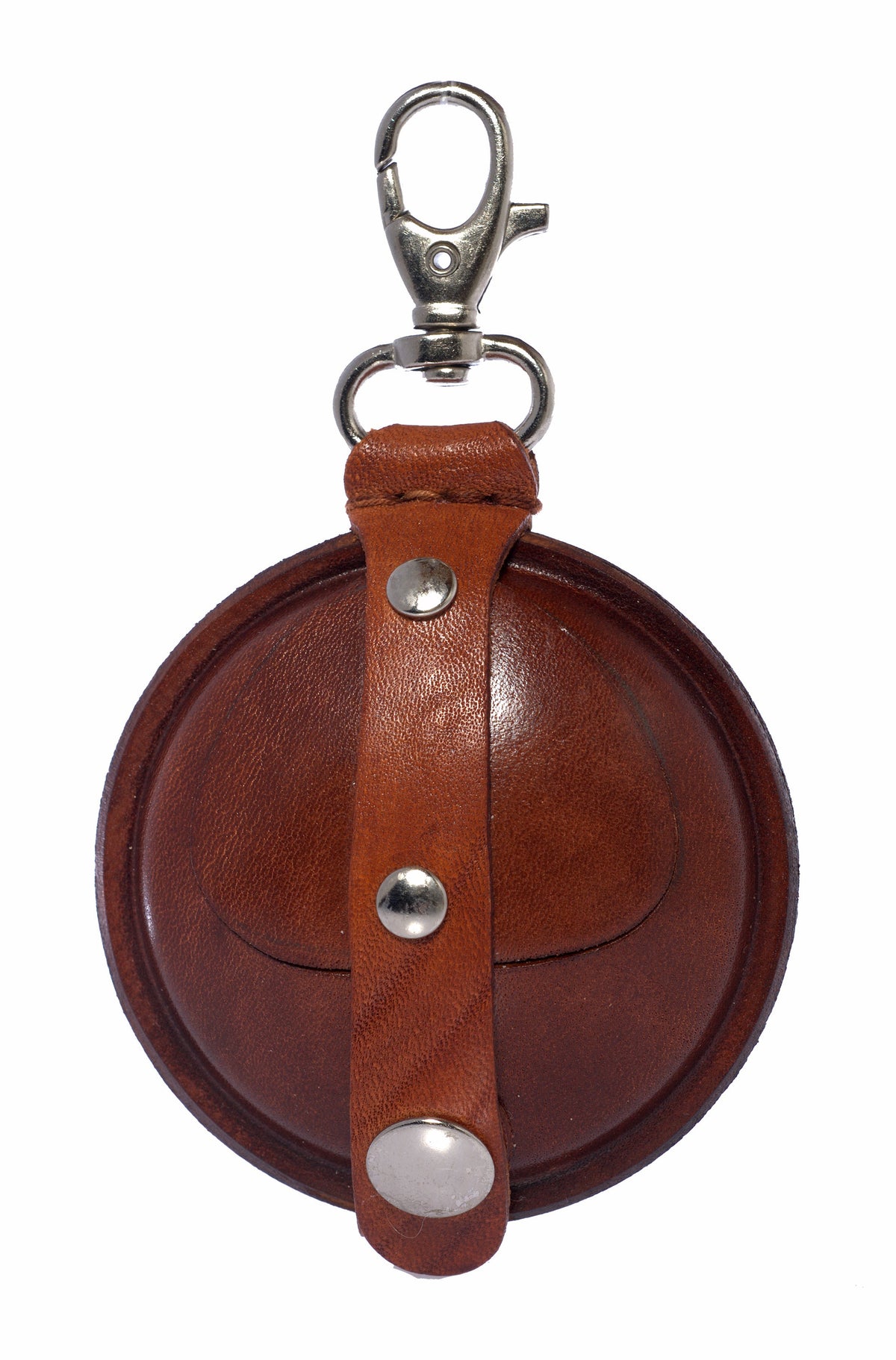Relict Lederbörse Classic 70 mm mit Karabiner in Hellbraun, Vorderseite