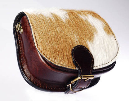 Relict Felltasche Braun-Weiss mit Gürtelschnalle