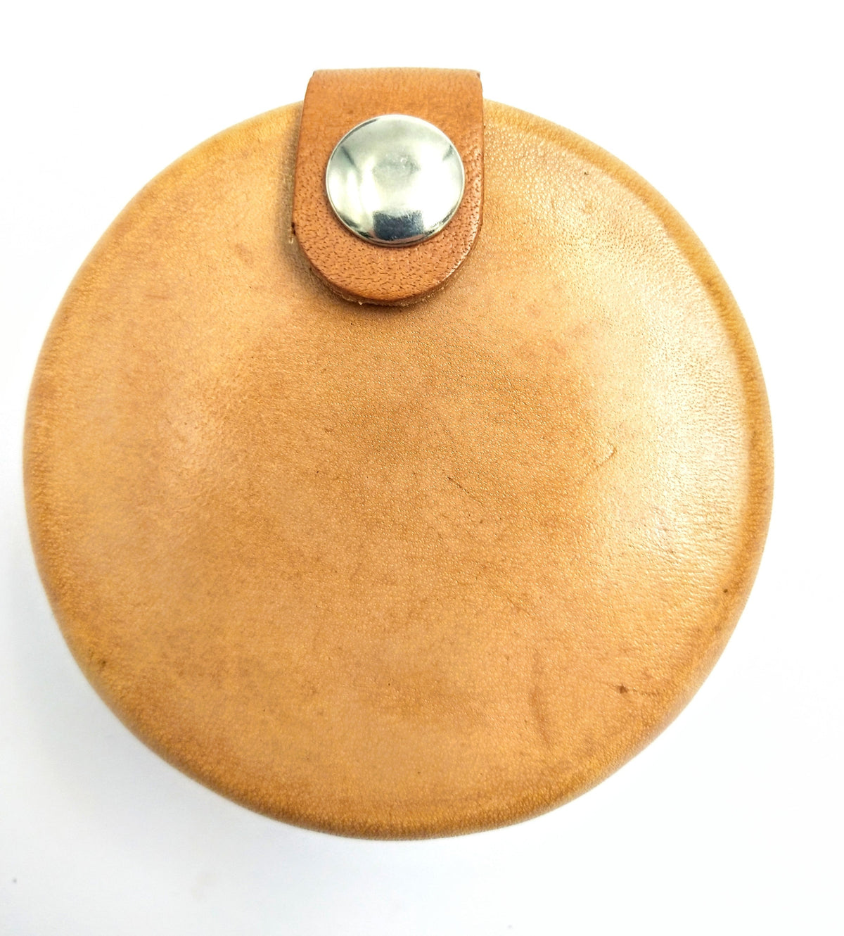 Relict Leder Roundbox in Natur – runde Hartleder-Box, handgefertigt