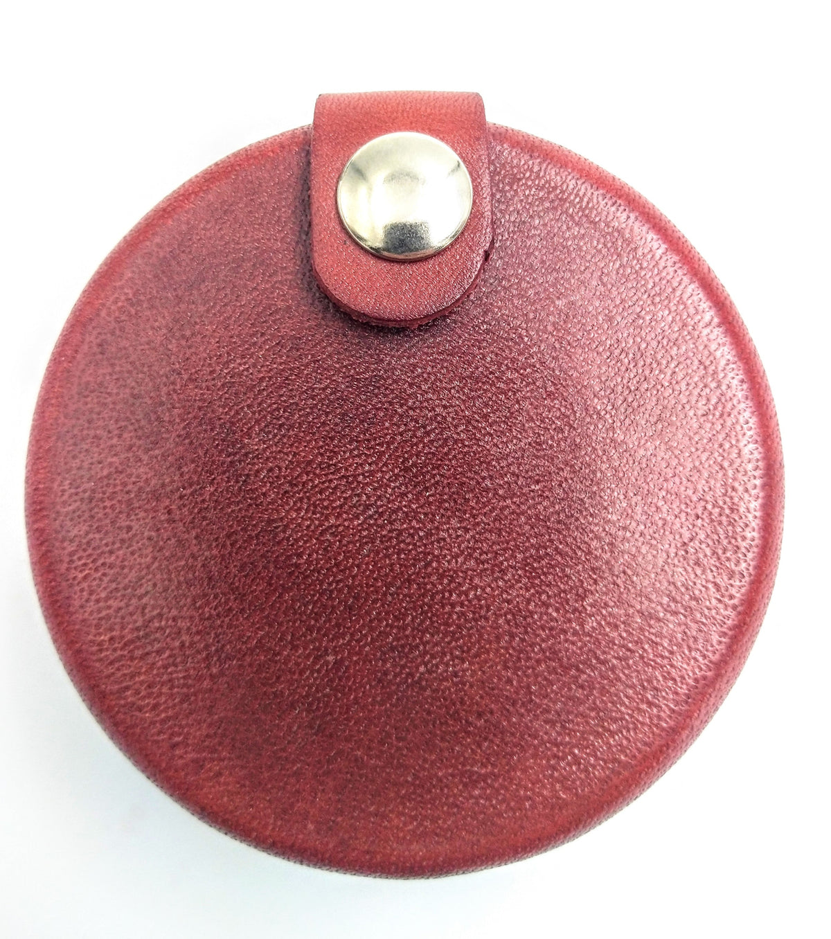 Relict Leder Roundbox in Rot – runde Hartleder-Box, handgefertigt