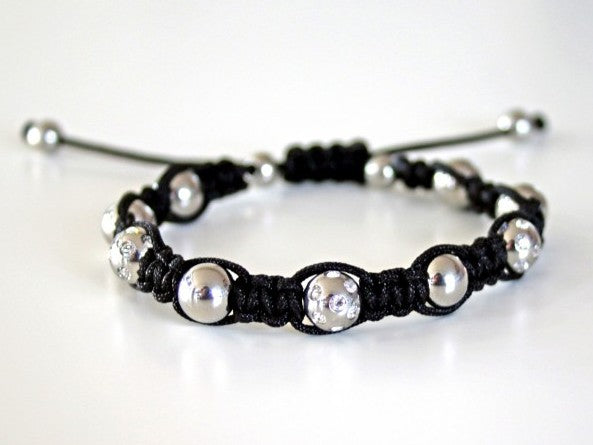 Relict Shamballa Armband REL-SHAG-003, kleine Edelstahlkugeln mit weissen Kristallen