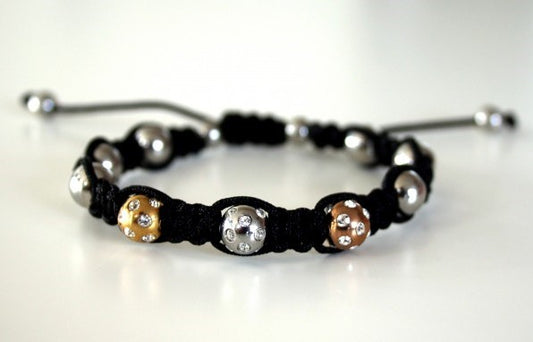Relict Shamballa Armband REL-SHAG-005-S, kleine Bicolor-Kugeln in Silber und Gold