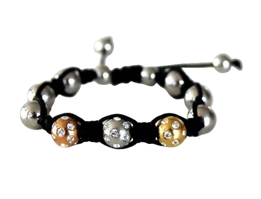 Relict Shamballa Armband REL-SHAG-006, grosse Bicolor-Kugeln in Silber und Gold