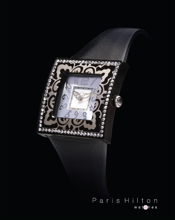 Paris Hilton Uhren Big Square schwarz  Satin