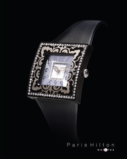 Paris Hilton Uhren Big Square schwarz  Satin