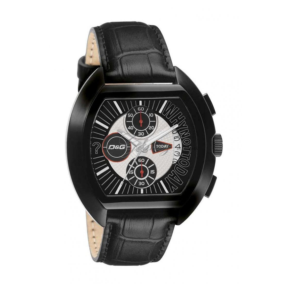 Dolce & Gabbana High Security DW0214 schwarzer Herren-Chronograph mit Lederband in Kroko-Optik