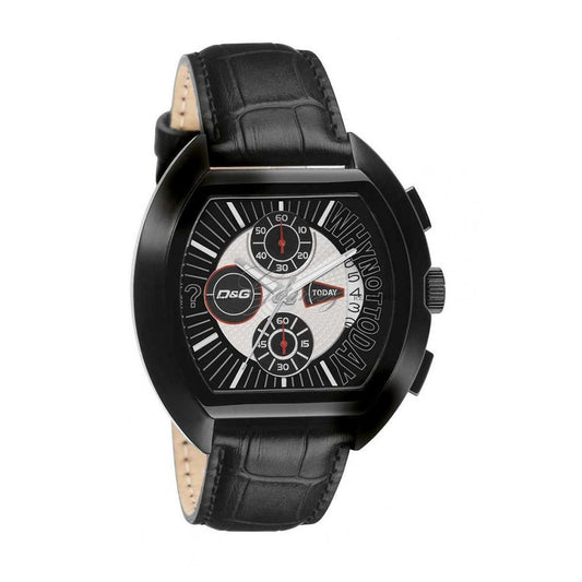 Dolce & Gabbana High Security DW0214 schwarzer Herren-Chronograph mit Lederband in Kroko-Optik