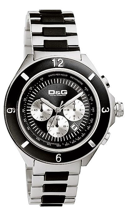 Dolce & Gabbana Mole DW0423 Herren-Chronograph mit schwarzem Zifferblatt und Bicolor-Armband