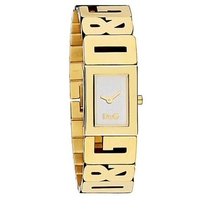 Dolce & Gabbana Shout DW0290 Damenuhr mit weissem Zifferblatt und goldfarbenem Gliederarmband