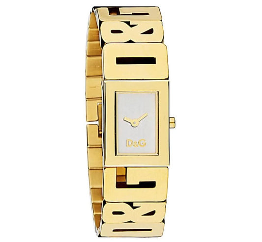 Dolce & Gabbana Shout DW0290 Damenuhr mit weissem Zifferblatt und goldfarbenem Gliederarmband