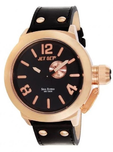 Jet Set San Remo J1142R-267 Herrenuhr in Roségold mit schwarzem Zifferblatt und Lederband