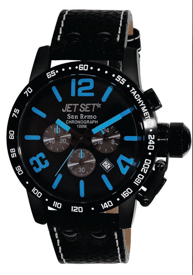 Jet Set San Remo J51062-535 Chronograph mit schwarzem Zifferblatt und blauen Ziffern